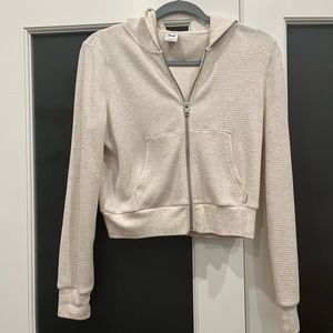 TNA Cropped Waffle Zip Hoodie